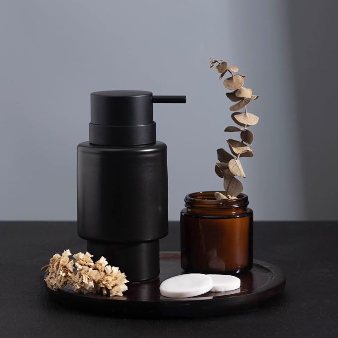 Fun Elements Black Soap Dispenser, 12oz Luxury Bathroom Soap Dispenser - Image 4