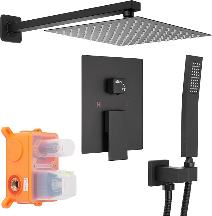 Matte Black Square Shower Head by Gasecoet