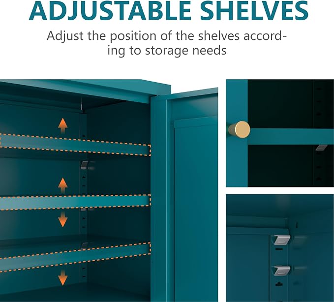 Metal Bathroom Cabinet, Small Floor Storage Cabinet, Freestanding Sideboard - Image 5