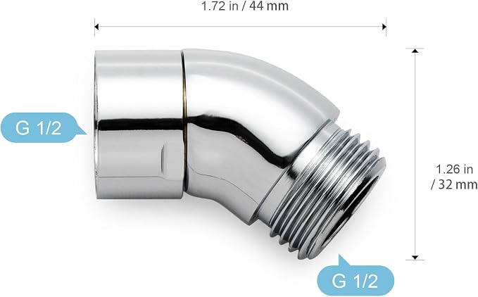 OFFO Shower Head Elbow Adapter, All Metal Handheld Shower Head Elbow Adapter - Image 2