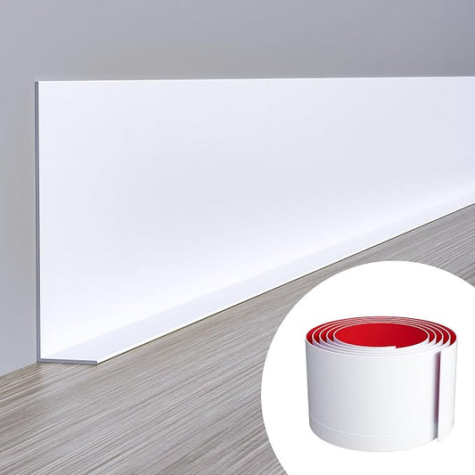 Duzzy Flexible Baseboard Molding Trim, 5 Inch x 20 Feet Peel and Stick Rubber by Duzzy