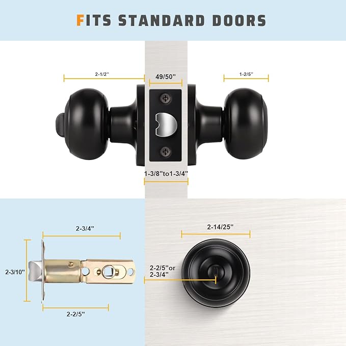 KNOBWELL 4 Pack Black Door Knob, Privacy Door Knobs - Image 5