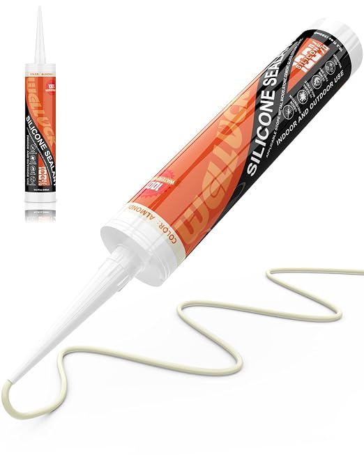WELLUCK Almond Silicone Caulk, 100% Waterproof Caulking Silicone Sealant by WELLUCK
