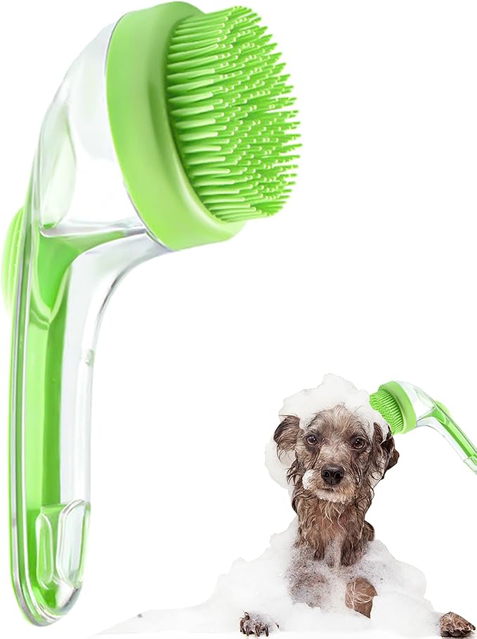 Pet Bath Brush, Dog Shampoo Brush Bubble Maker, New 2 in 1 Dog Bath Brush - Image 7