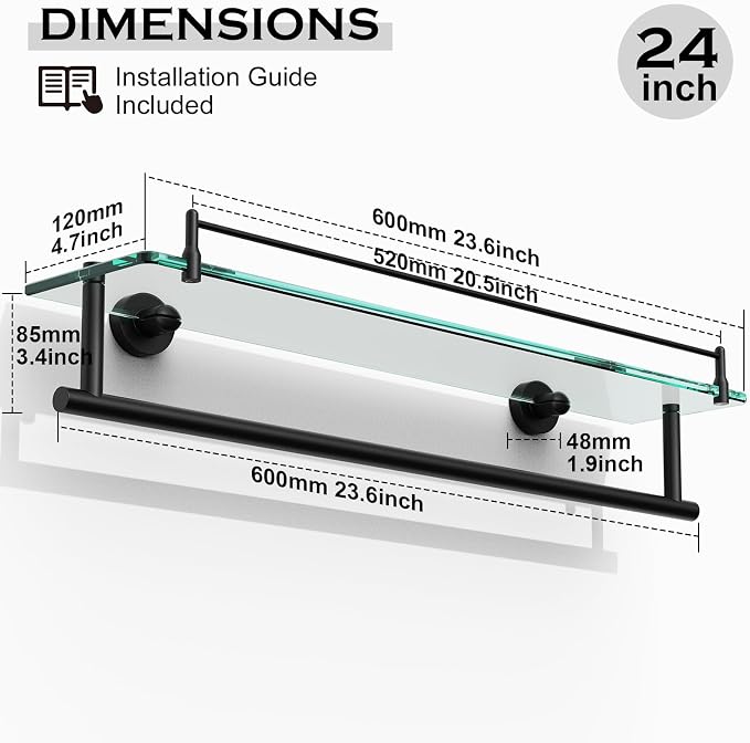 Towel Rack with Tempered Glass Shelf - Image 3