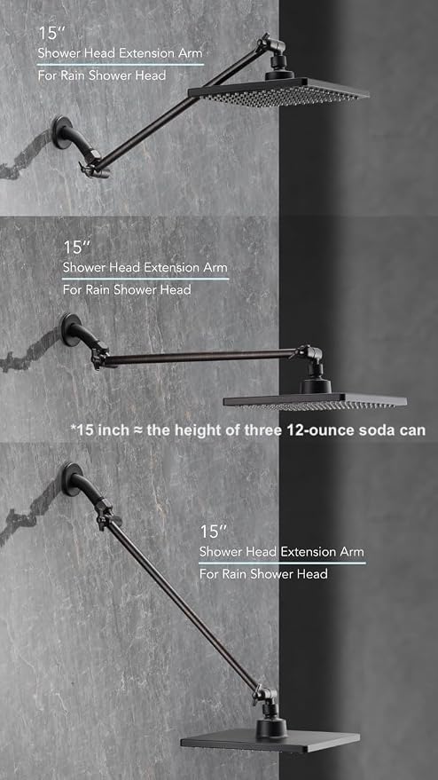 15 Inch Extra Long Adjustable Shower Head Extension Arm - Image 3