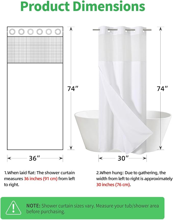 Stall No Hooks Needed White Shower Curtain - Image 7