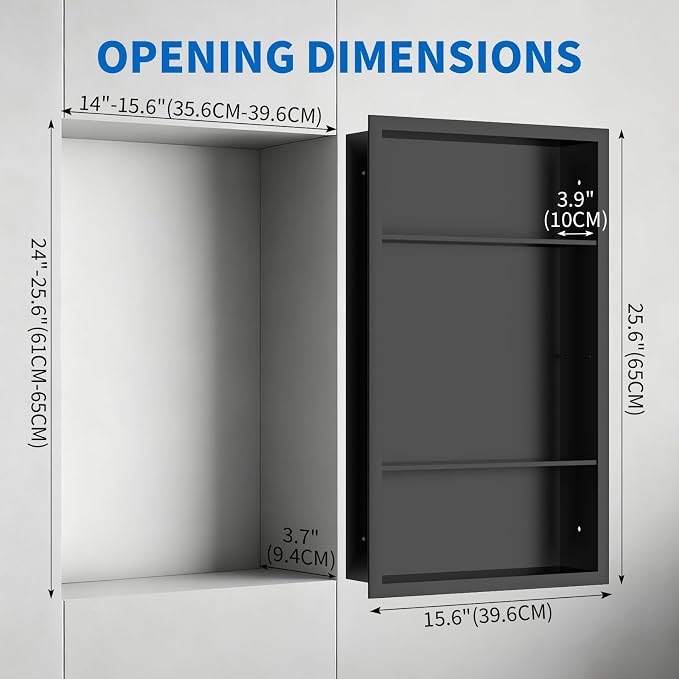 Stainless Steel Recessed Medicine Cabinet Bathroom Medicine Wall Niche Shower - Image 3