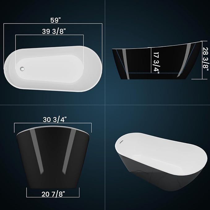59" Acrylic Freestanding Bathtub - Image 3