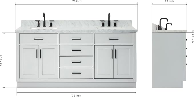 ARIEL Double Vanity 73" Grey - Image 2