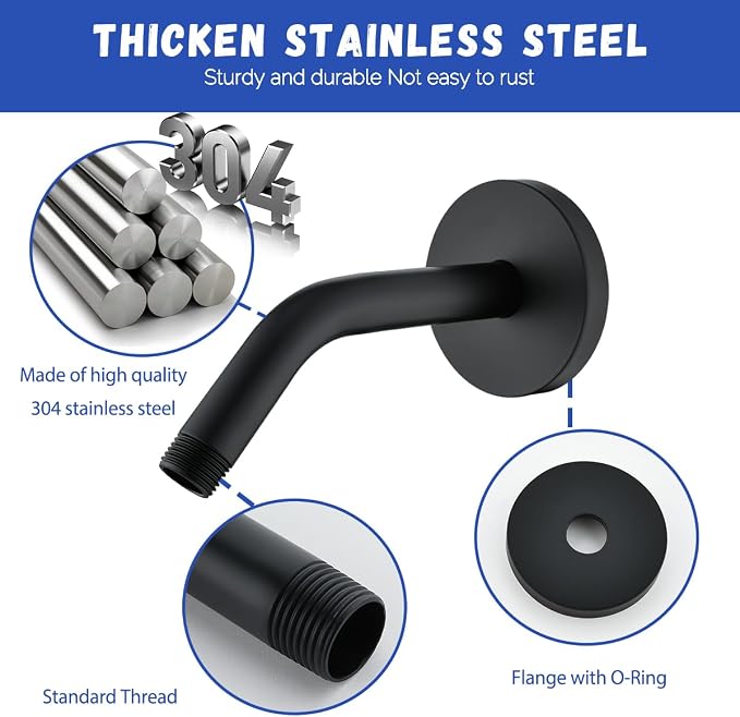 Wall Mounted Shower Arm Extension Head Holder Stainless Steel - Image 2