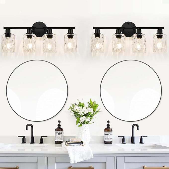 4-Light Bathroom Light Fixtures, Matte Black Vanity Lights - Image 6