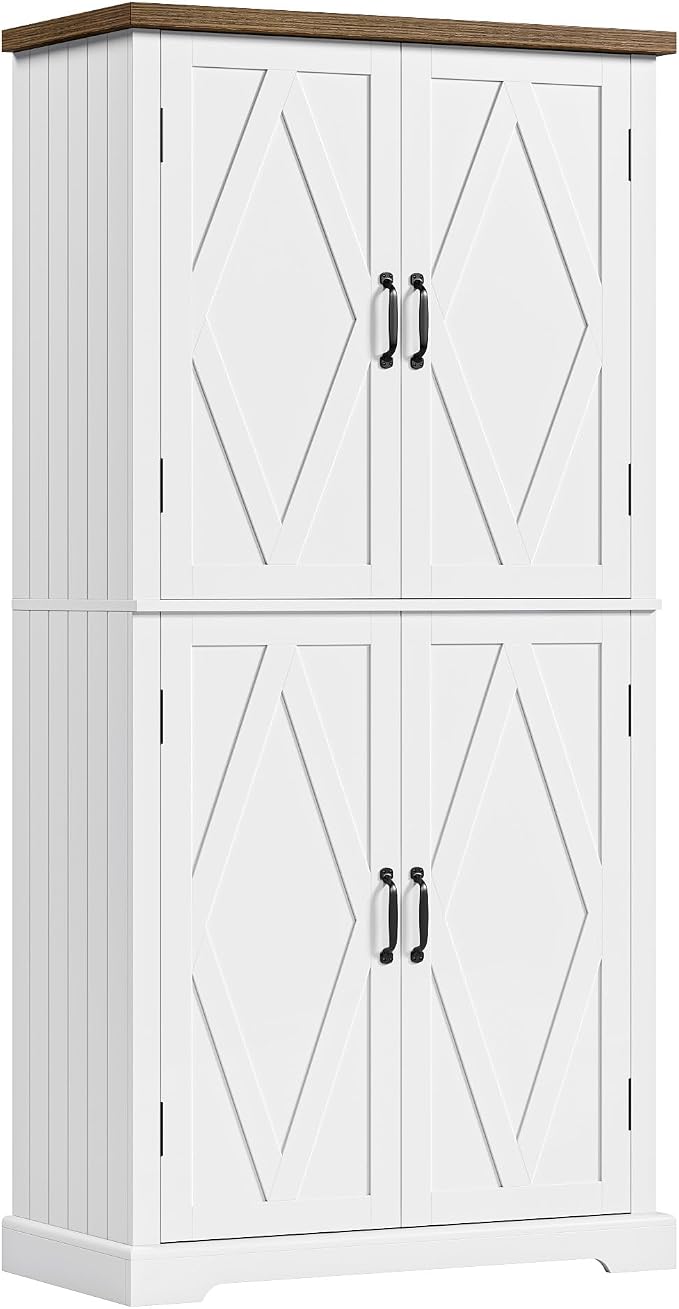 HOSTACK 64" Tall Pantry Cabinet, Modern Farmhouse Kitchen Pantry, Wood Bathroom by HOSTACK