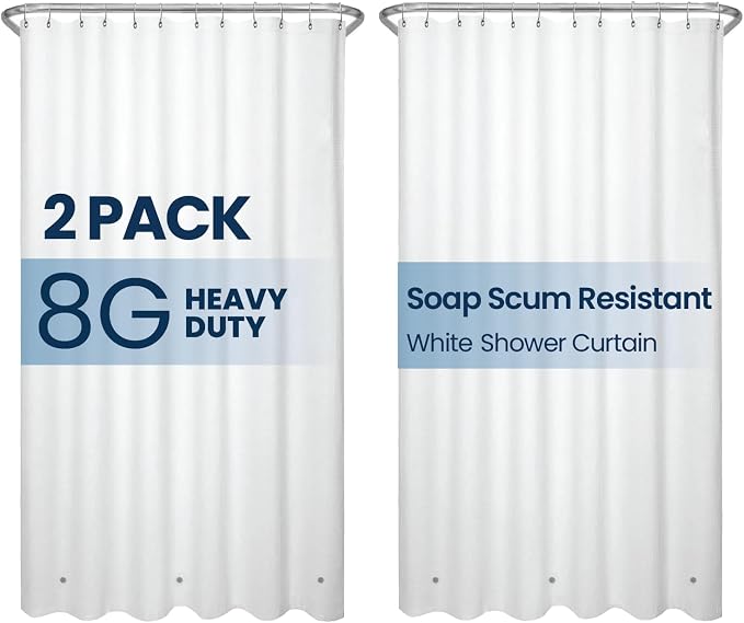 LiBa Shower Curtain 2 Pack- Waterproof Plastic Shower Curtain Premium PEVA by Liba