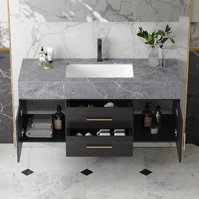 Bathroom Vanity with Sink 39" Floating Bathroom Vanity Sintered Stone Modern - Image 3