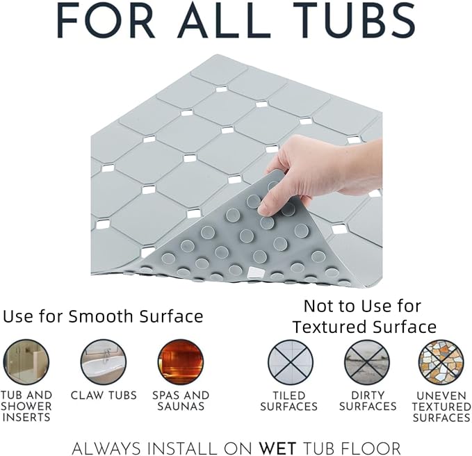Shower Mat Non Slip 21"x21" Silicone Foldable Bath Mat - Image 3