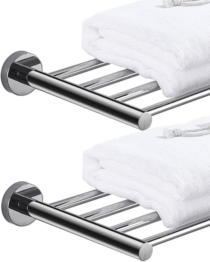 2-Tier Hotel Towel Racks for Bathroom, Wall Mounted Towel Shelf, 30 Inch by kaileyouxiangongsi