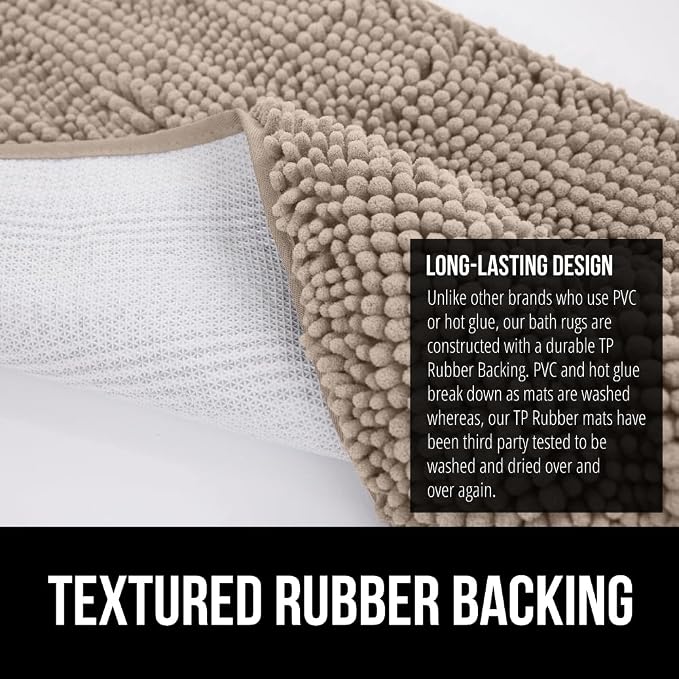 GORILLA GRIP Bath Rug Mat 44x26, Thick Absorbent Chenille, Quick Dry Microfiber - Image 5