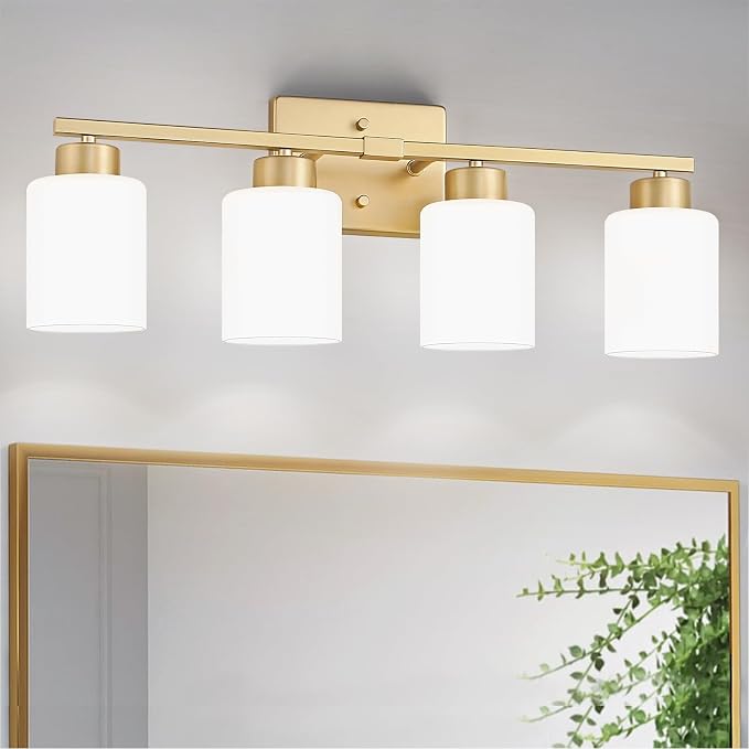 Gold Bathroom Light Fixtures, 4-Light Modern Vanity Light Over Mirror, Wall by FonmYim