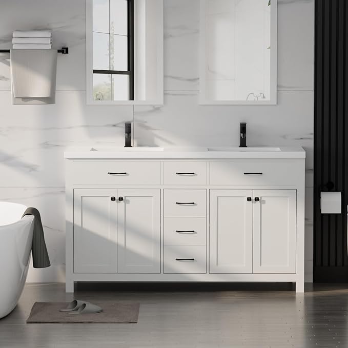LUCKWIND 60" Bathroom Vanity and Sink Combo, Painted Modern Bathroom Storage by LUCKWIND