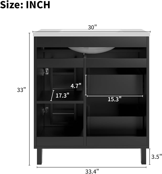 Bathroom Vanity with Sink Combo, 2 Drawers and Drain - Image 4