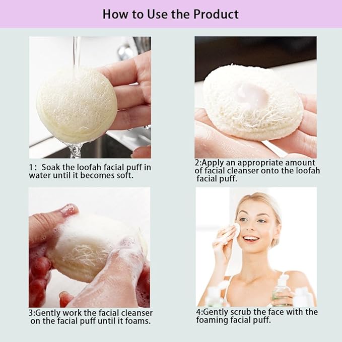 Natural Loofah Exfoliating Face Scrubber, Shower loofah Facial Scrubber - Image 3