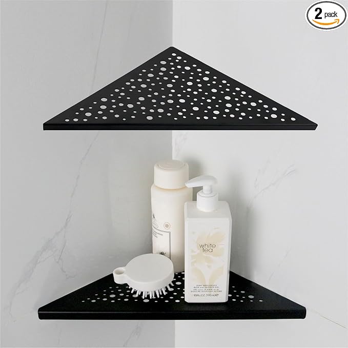 Shower Corner Shelf 10" No Drill, Recessed Bathroom Shelves Grout in Shelf by HIDROP