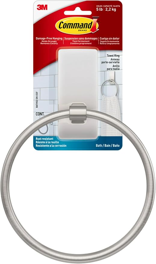 Command Hand Towel Holder Satin Nickel by Command