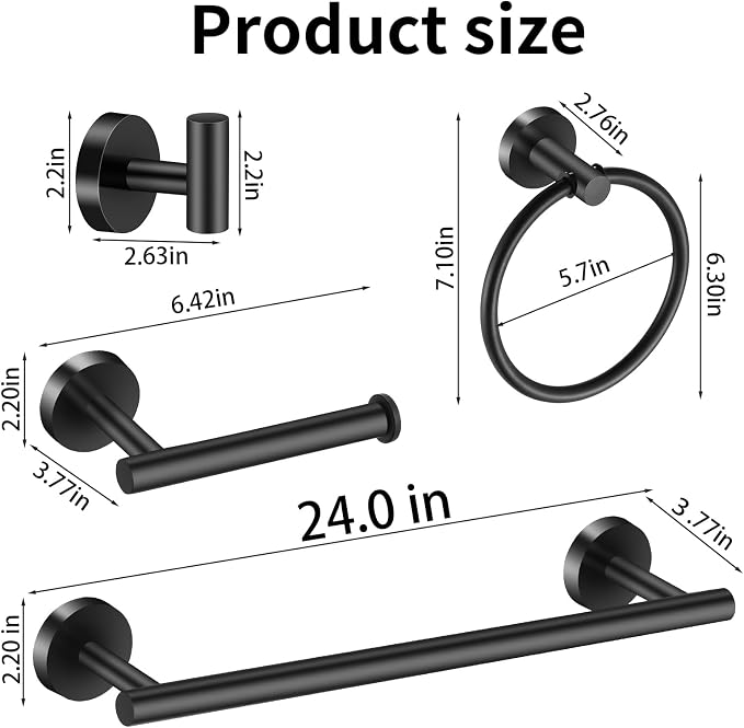 Bathroom Hardware Set Matte Black, 10 Pieces Bathroom Accessories Set Includes - Image 2