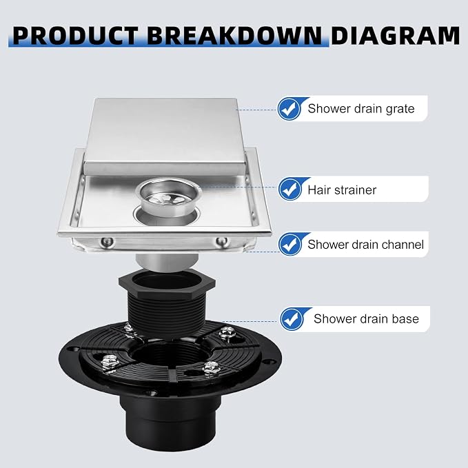 morefine Square Shower Floor Drain - Image 2