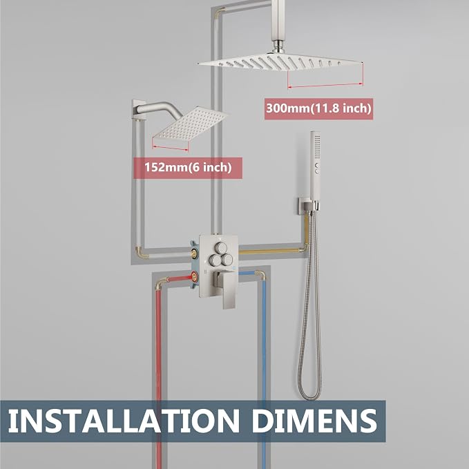 Aolemi Shower Faucet Set Ceiling Mount Shower System Rough-in Valve and Shower - Image 9