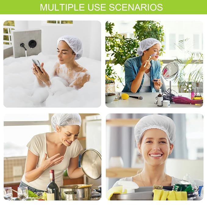 100 Pcs Disposable Shower Caps, Waterproof Bath Caps, Biodegradable disposable - Image 6