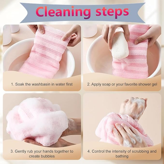 3PCS Exfoliating Shower Towel, 2026 New Premium Scrub Wash Back Bath Cloth - Image 4