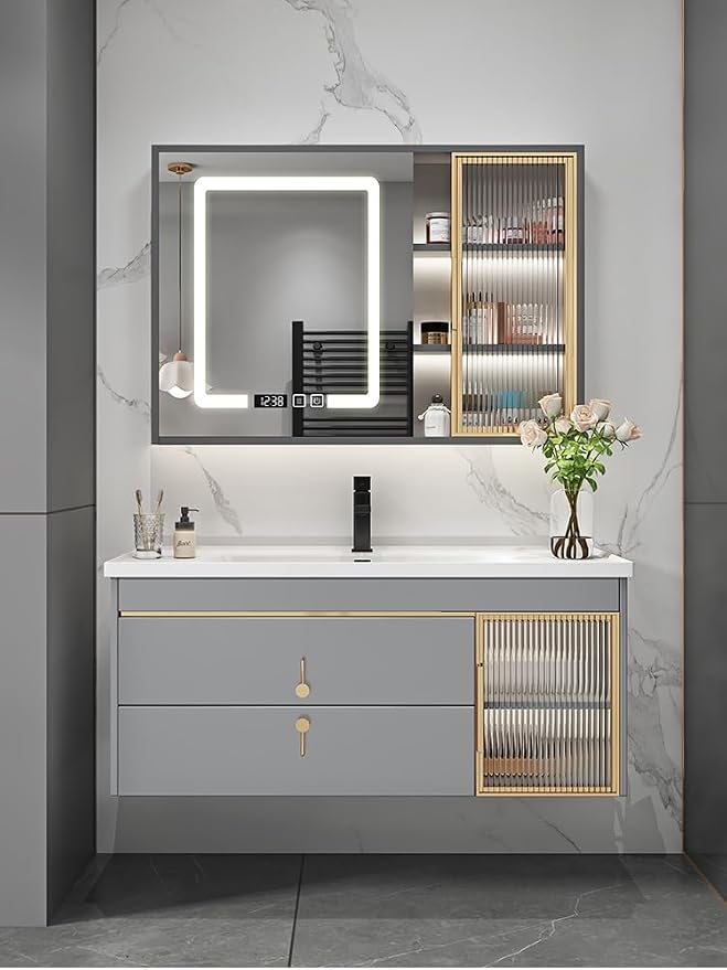 24" Bathroom Vanity with Sink, Floating Bathroom Cabinet Include Smart LED by LUTHXAY