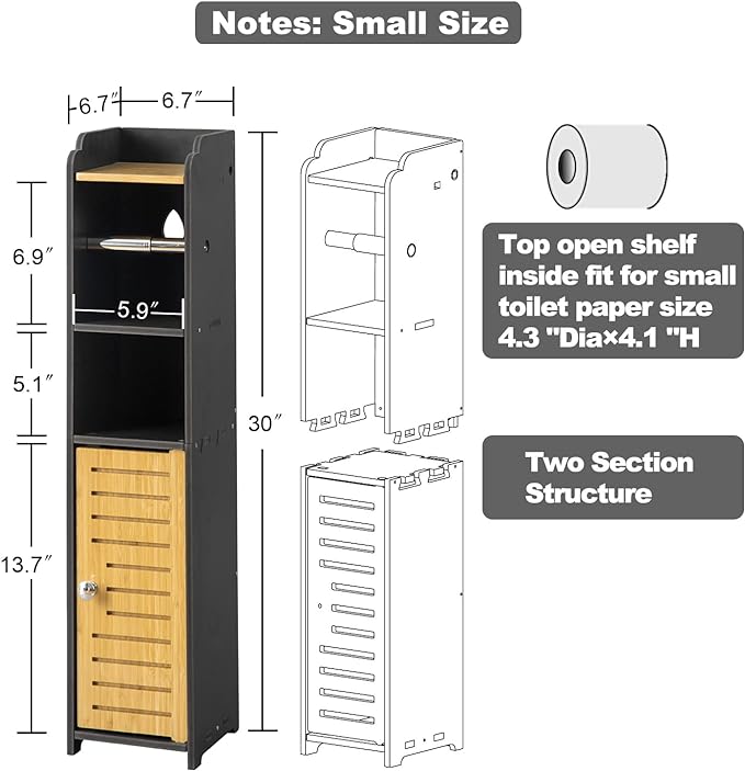 AOJEZOR Toilet Paper Holder Stand: Small Bathroom Storage Cabinet - Image 4