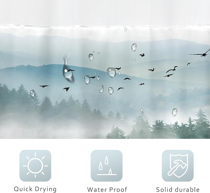 No Hook Green Shower Curtain - Image 6