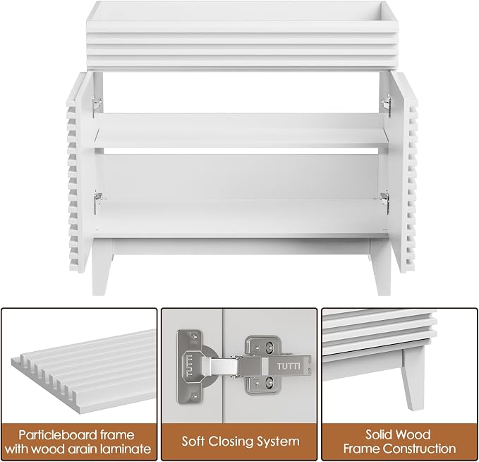 ROOMTEC 36" Bathroom Vanity, Mid-Century Freestanding Bathroom Vanity Cabinet - Image 5