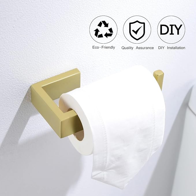 TNOMS Light Gold Towel Bar Set 4 Pieces Bathroom Hardware Set Wall Mounted - Image 4