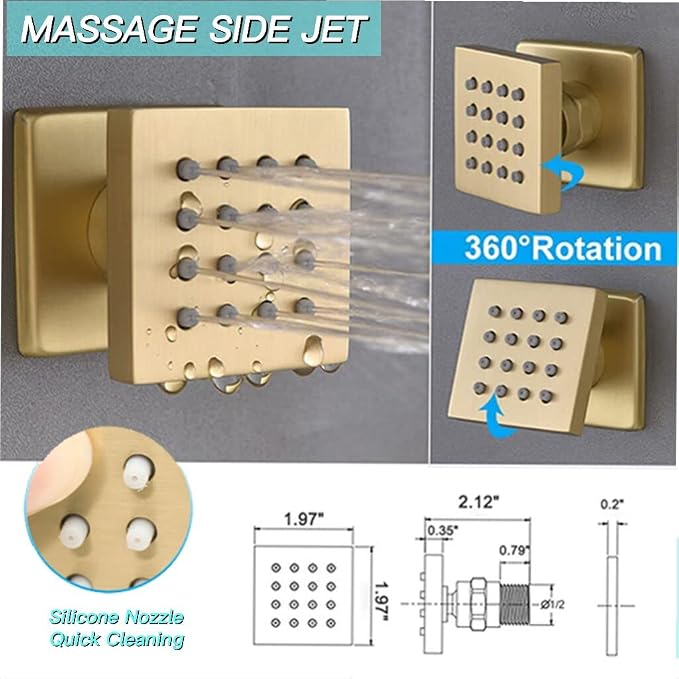 Thermostatic Brushed Gold Shower System - Image 8