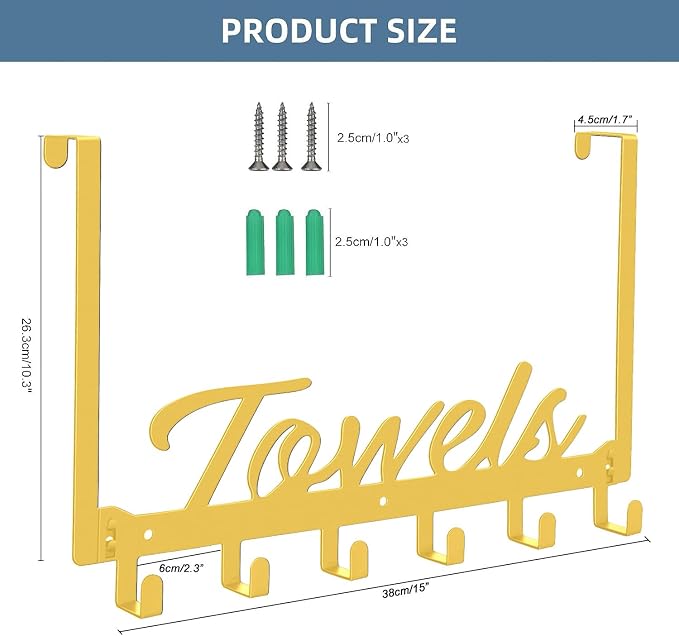 Over The Door Hooks, Towel Hook Towel Rack - Image 2