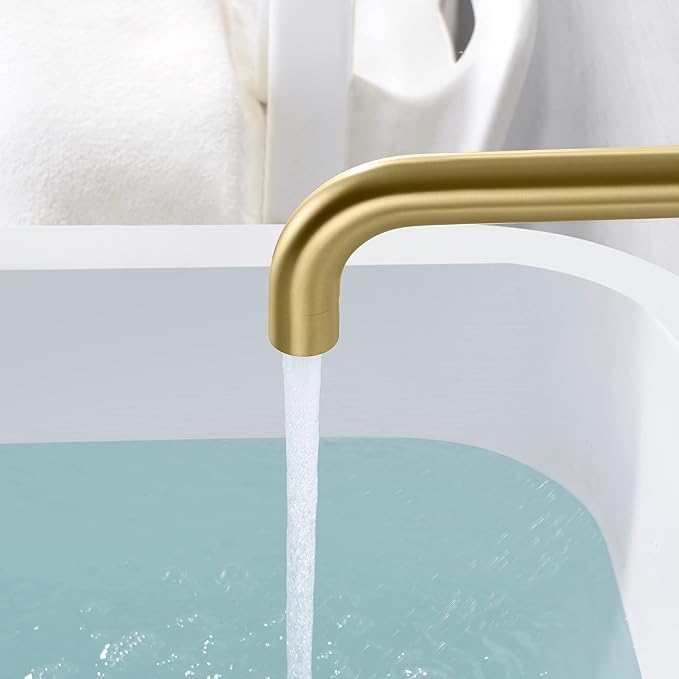 SUMERAIN Tub Faucet Wall Mount Tub Filler High Flow Bathtub Faucet Brushed Gold - Image 4