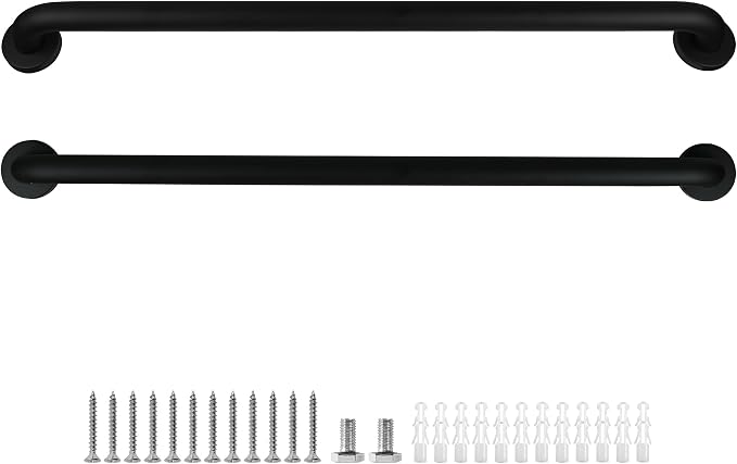 Shower Grab Bar, 2 Pack 32 Inch Black Bathroom Grab Bar, 1.25" Diameter - Image 8