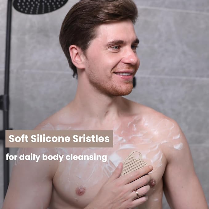 Silicone Body Scrubber Silver-Infused Dual-Sided 3-in-1 - Image 2