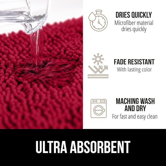 GORILLA GRIP Bath Rug Mat 30x20, Thick Soft Absorbent Chenille, Quick Dry - Image 5