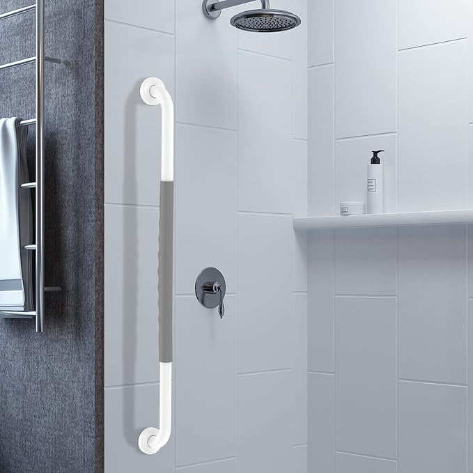 32 Inch Anti Slip Shower Grab Bar, Munzong White Stainless Steel Bathroom Grab - Image 4