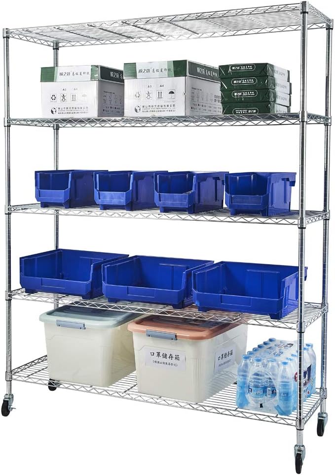 5 Tier Storage Racks Shelving, Heavy Steel Pantry Shelves, Adjustable Wire by Unknown