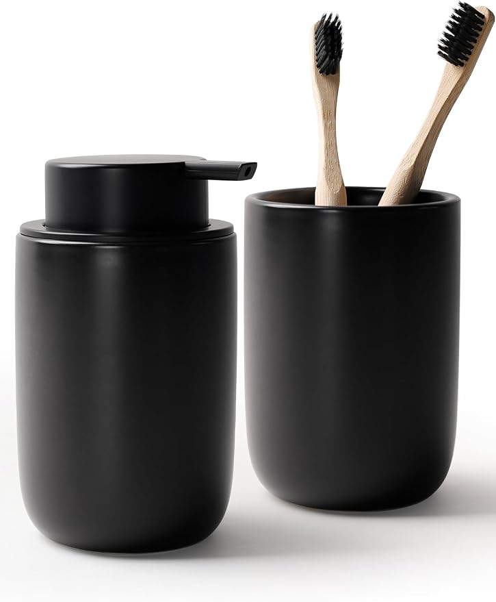 Bosilunlife Soap Dispenser and Toothbrush Holder Set by BosilunLife