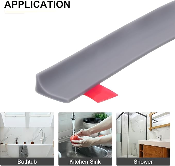 59"x0.8"x0.5" Collapsible Shower Barrier Stopper - Image 4
