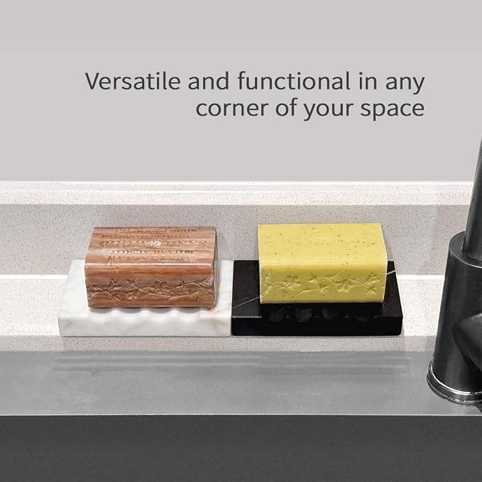 Real Marble Soap Dish for Shower Stone Tray Small Bar Soap Holder - Image 5
