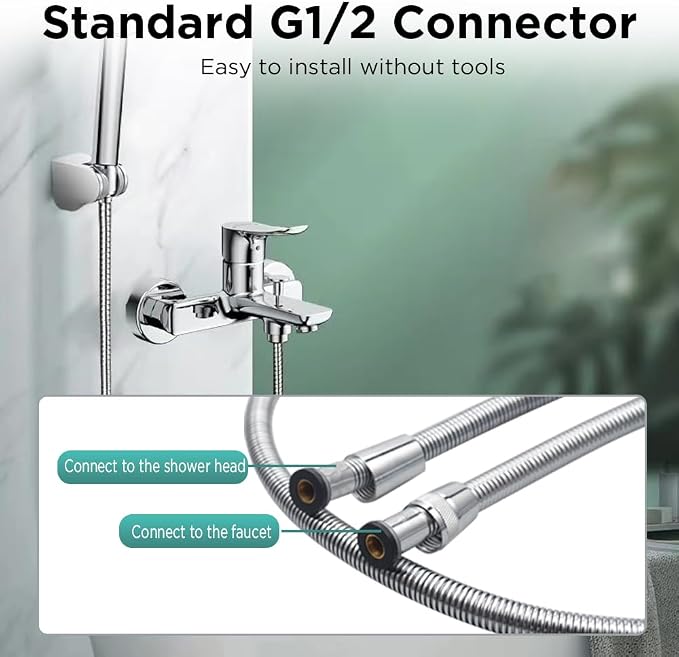 71-Inch Encrypted shower hose G1/2 Universal Shower Pipe Handheld Shower Head - Image 7